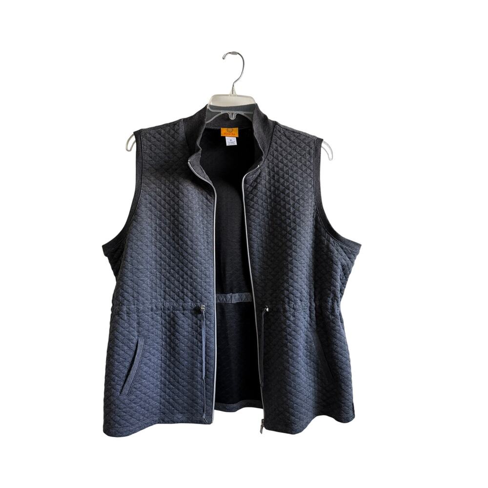 Ruby Rd Quilted Vest XL Gray Zip Up Lightweight Sleeveless Jacket Pockets